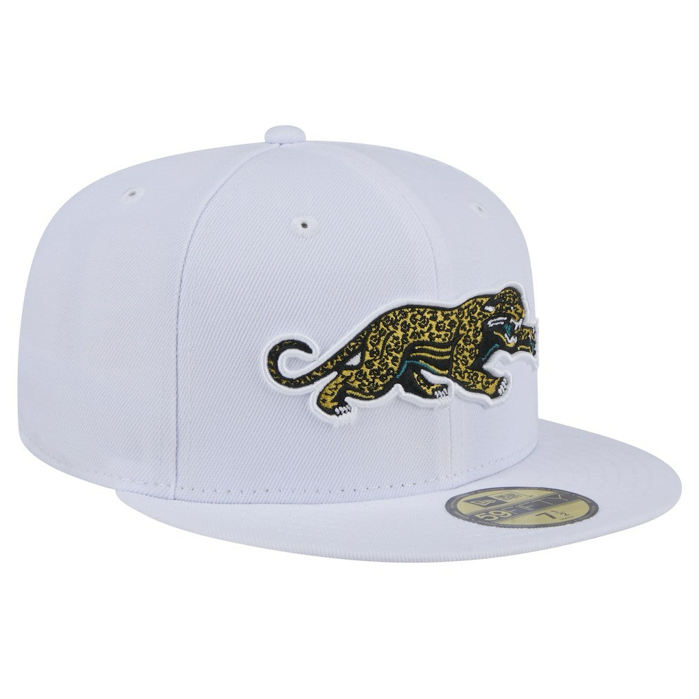 Jacksonville Jaguars New Era Throwback Crawl Omaha 59FIFTY Fitted Hat - White on sale