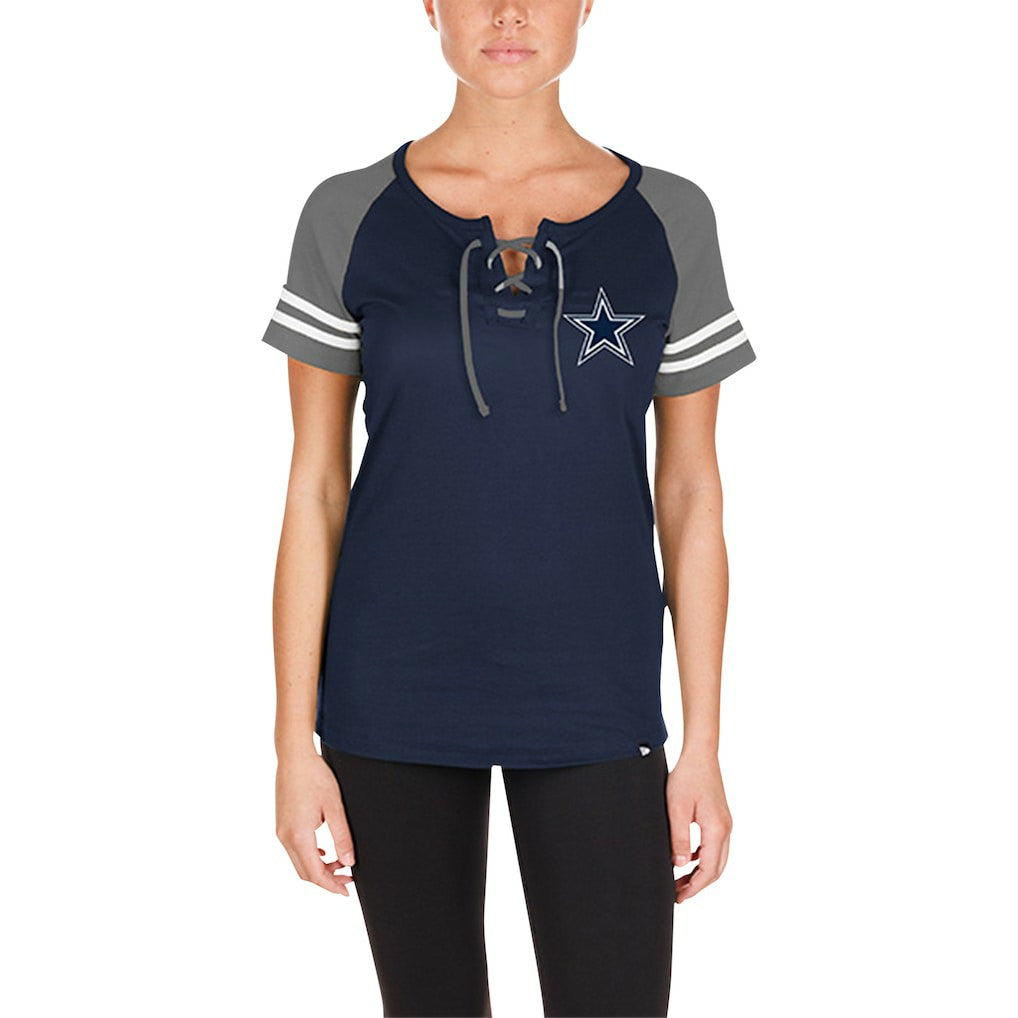 Dallas Cowboys New Era Women's Lace-Up Raglan T-Shirt - Navy online