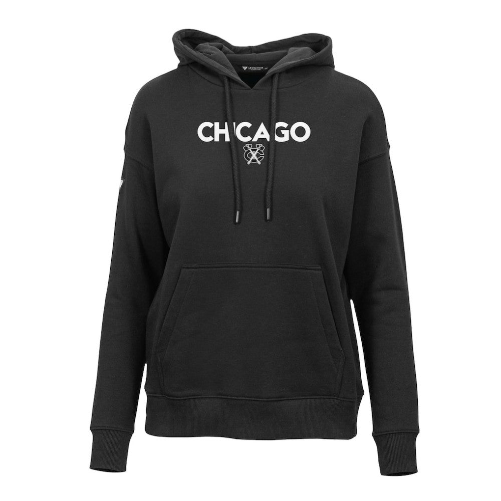 Chicago Blackhawks Levelwear Women's Adorn City Capsule Pullover Hoodie - Black Hoodies