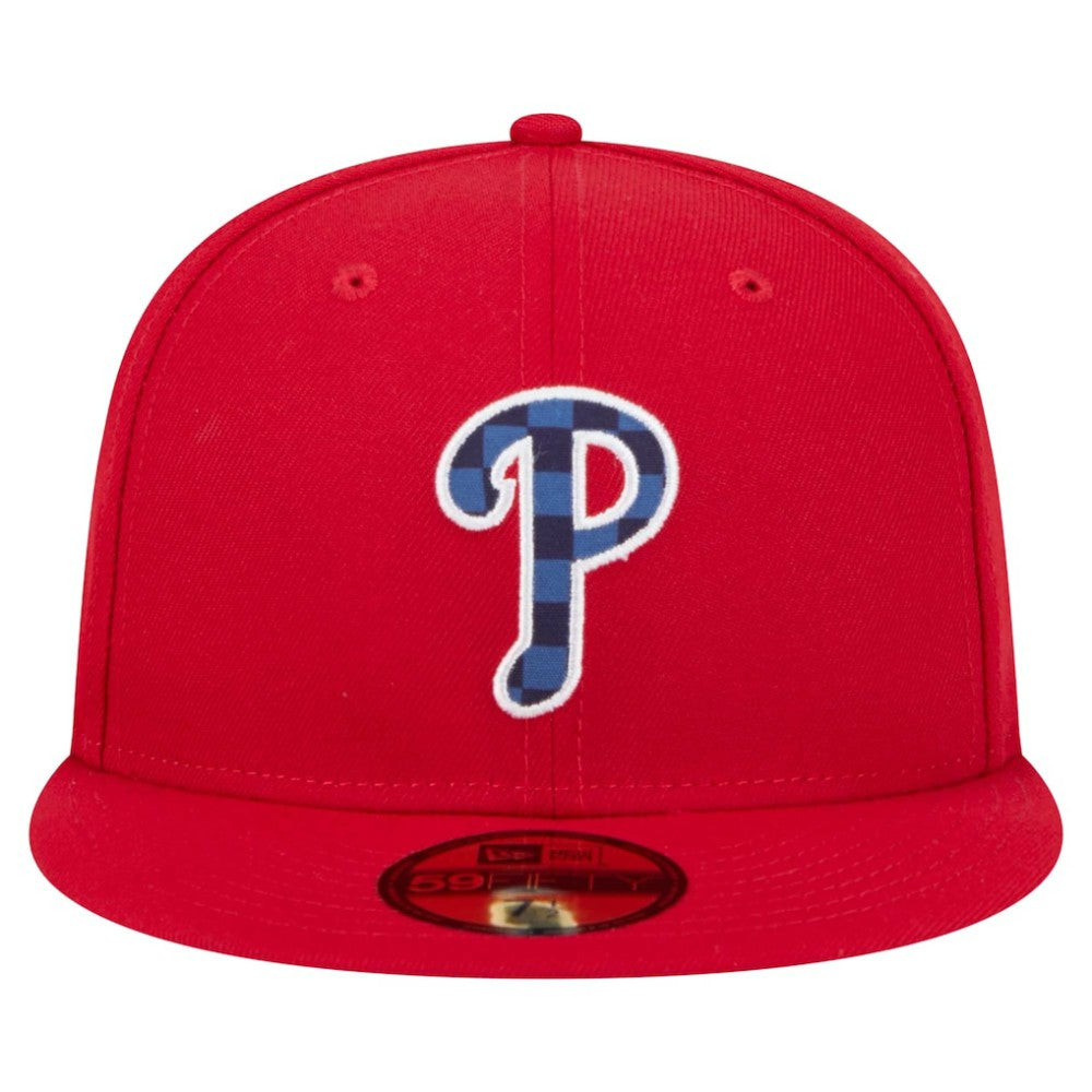 Philadelphia Phillies Checkered Undervisor 59FIFTY Fitted Hat Red