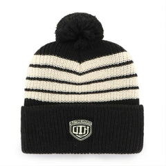 Chicago Blackhawks '47 Old Time Hockey Barn Cuffed Knit Hat with Pom - Black Hats