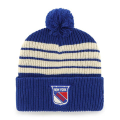 New York Rangers '47 Old Time Hockey Barn Cuffed Knit Hat with Pom - Blue Hats