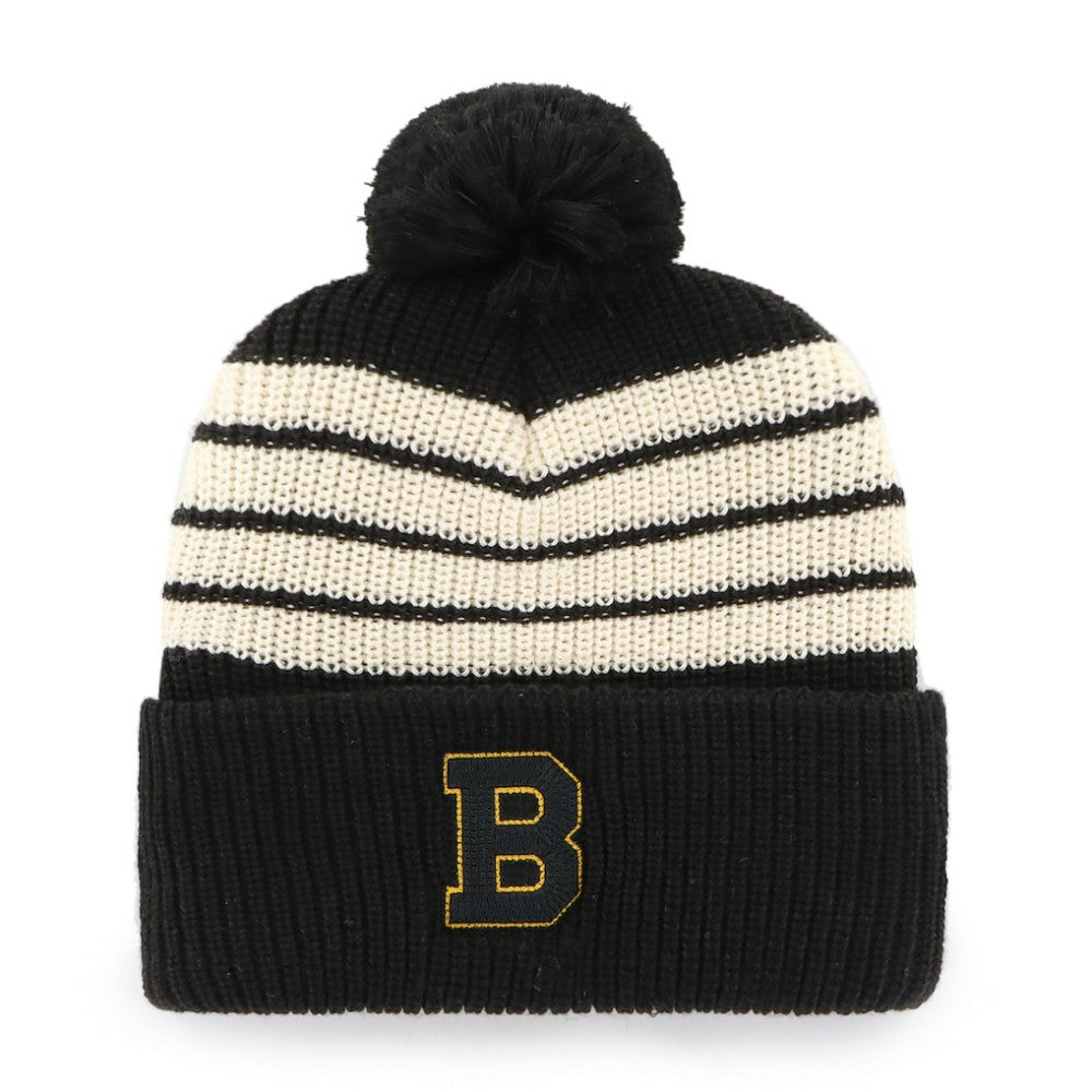 Boston Bruins '47 Old Time Hockey Barn Cuffed Knit Hat with Pom - Black Hats