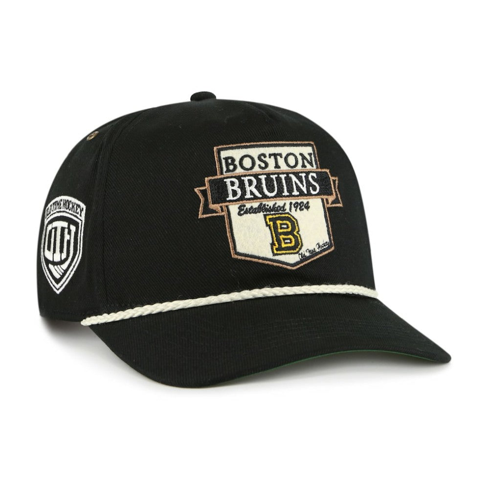 Boston Bruins '47 Old Time Hockey Rafter Sure Shot Hitch Adjustable Hat - Black Hats