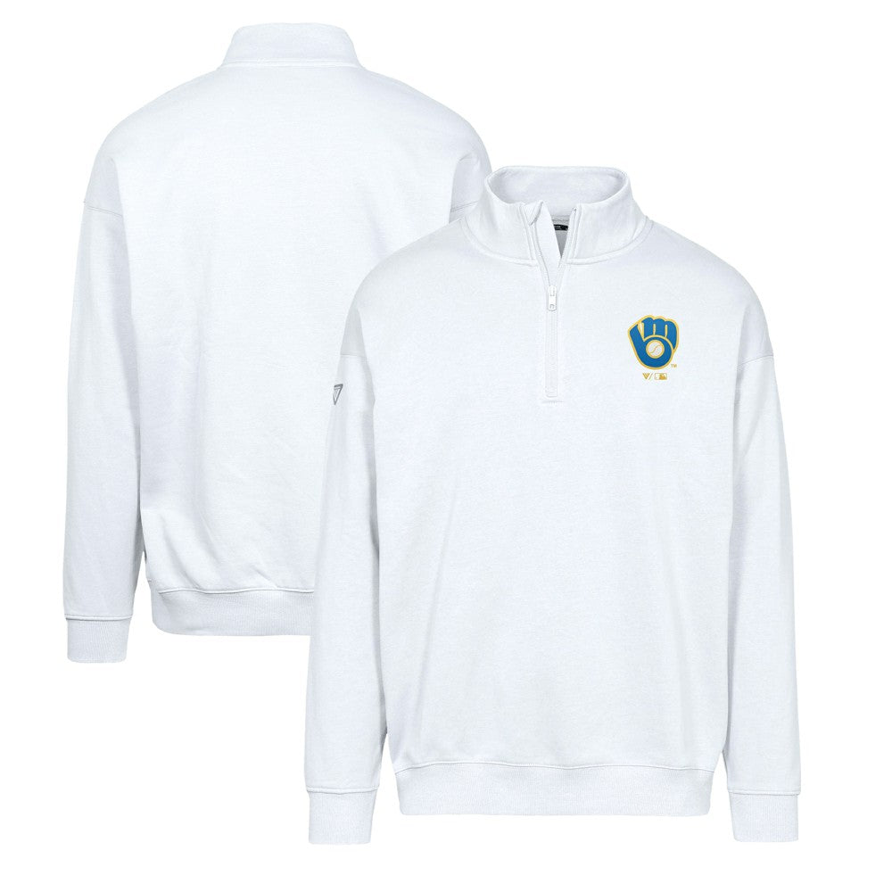 Milwaukee Brewers Levelwear Murray Core Logo Quarter-Zip Pullover Top White