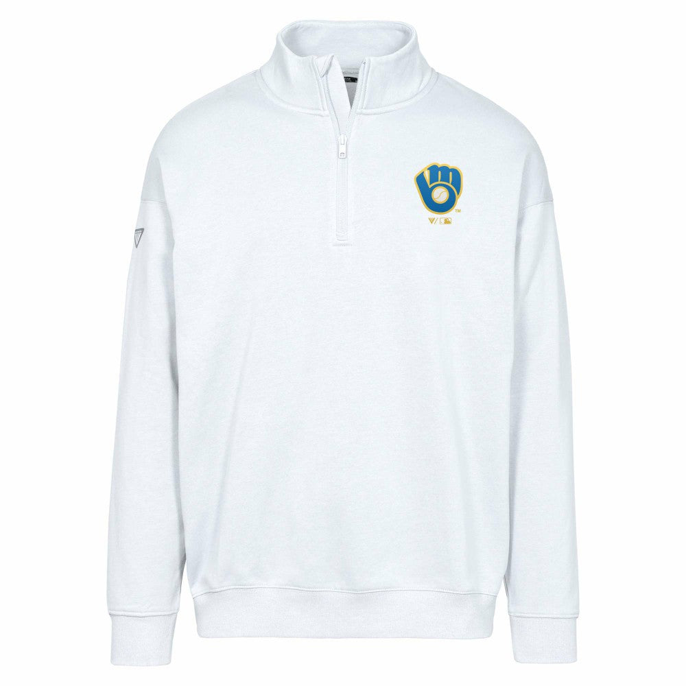 Milwaukee Brewers Levelwear Murray Core Logo Quarter-Zip Pullover Top White