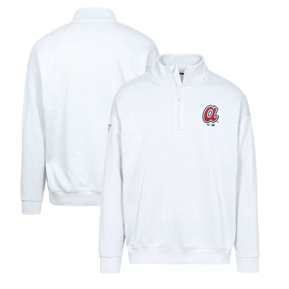 Atlanta Braves Levelwear Murray Core Logo Quarter-Zip Pullover Top White