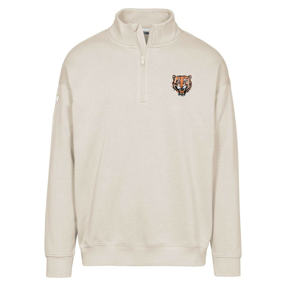 Detroit Tigers Levelwear Murray Core Logo Quarter-Zip Pullover Top Khaki