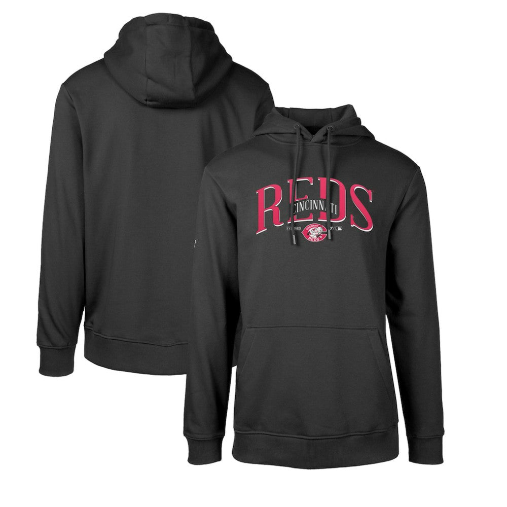 Cincinnati Reds Levelwear Cooperstown Collection Podium Retro Spellout Pullover Hoodie Black