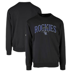 Colorado Rockies Levelwear Zane Cooperstown Collection Retro Spellout Pullover Sweatshirt Black