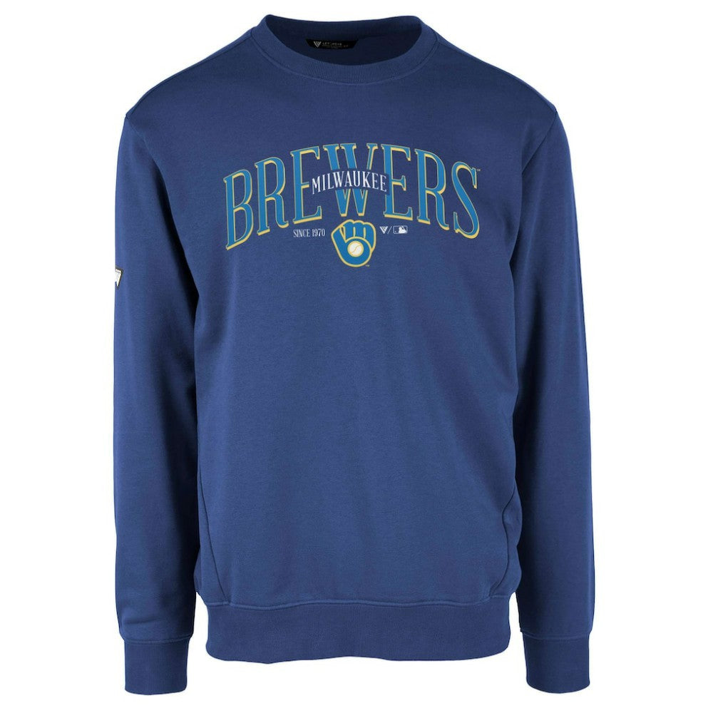 Milwaukee Brewers Levelwear Zane Cooperstown Collection Retro Spellout Pullover Sweatshirt Royal