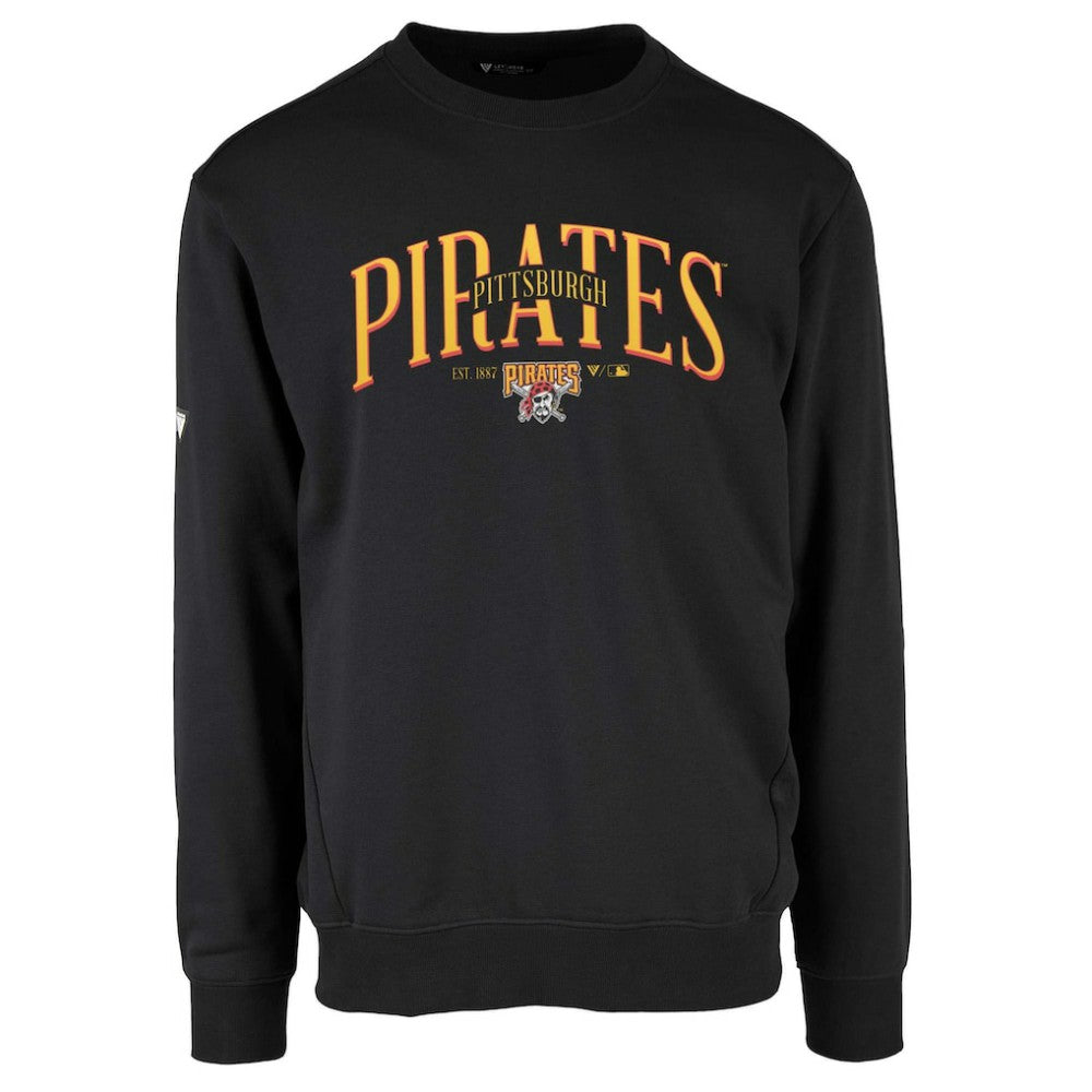 Pittsburgh Pirates Levelwear Zane Cooperstown Collection Retro Spellout Pullover Sweatshirt Black