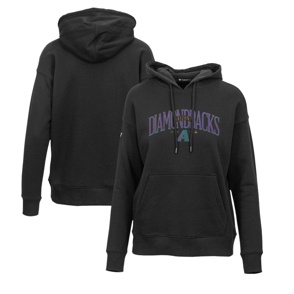 Arizona Diamondbacks Levelwear Women's Adorn Cooperstown Collection Retro Spellout Pullover Hoodie Black