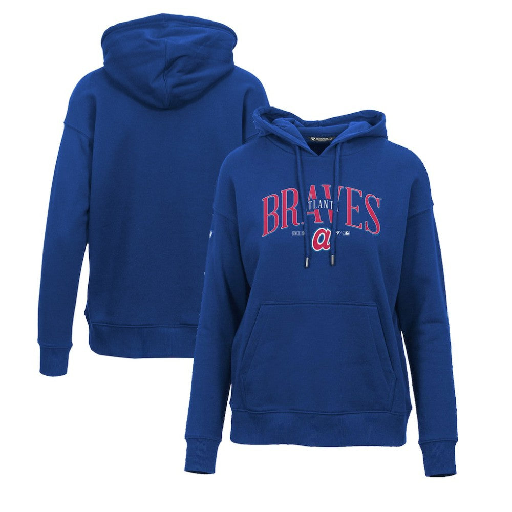 Atlanta Braves Levelwear Women's Adorn Cooperstown Collection Retro Spellout Pullover Hoodie Royal