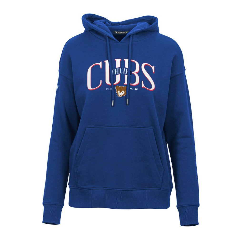 Chicago Cubs Levelwear Women's Adorn Cooperstown Collection Retro Spellout Pullover Hoodie Royal