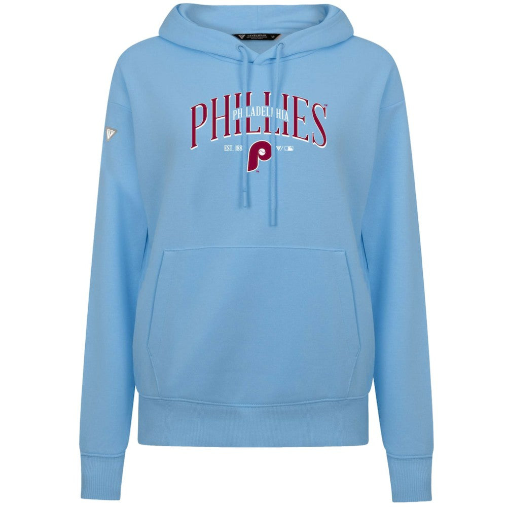 Philadelphia Phillies Levelwear Women's Adorn Cooperstown Collection Retro Spellout Pullover Hoodie Blue