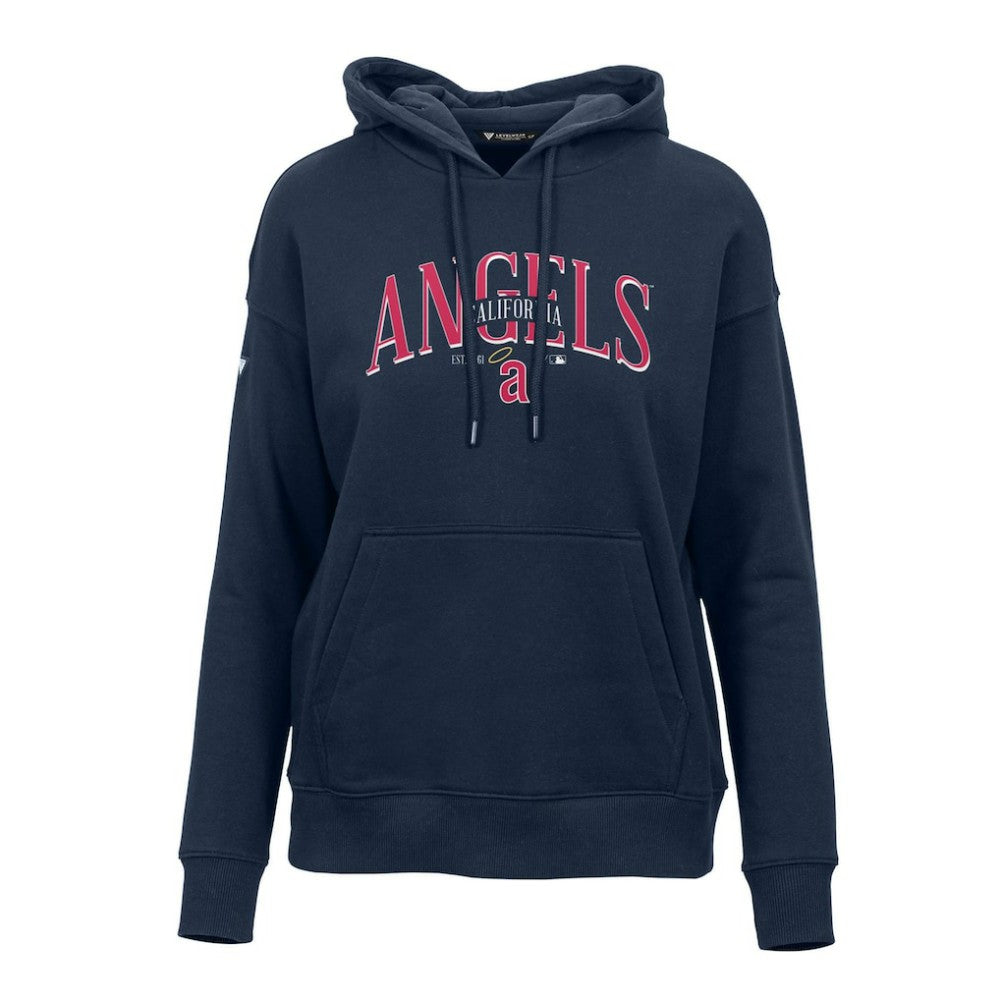Los Angeles Angels Levelwear Women's Adorn Cooperstown Collection Retro Spellout Pullover Hoodie Navy