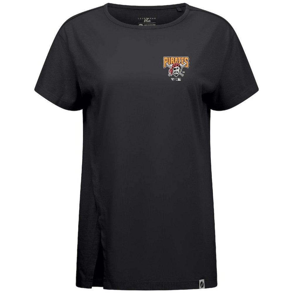 Pittsburgh Pirates Levelwear Women's Influx Cooperstown Core Logo T-Shirt Black