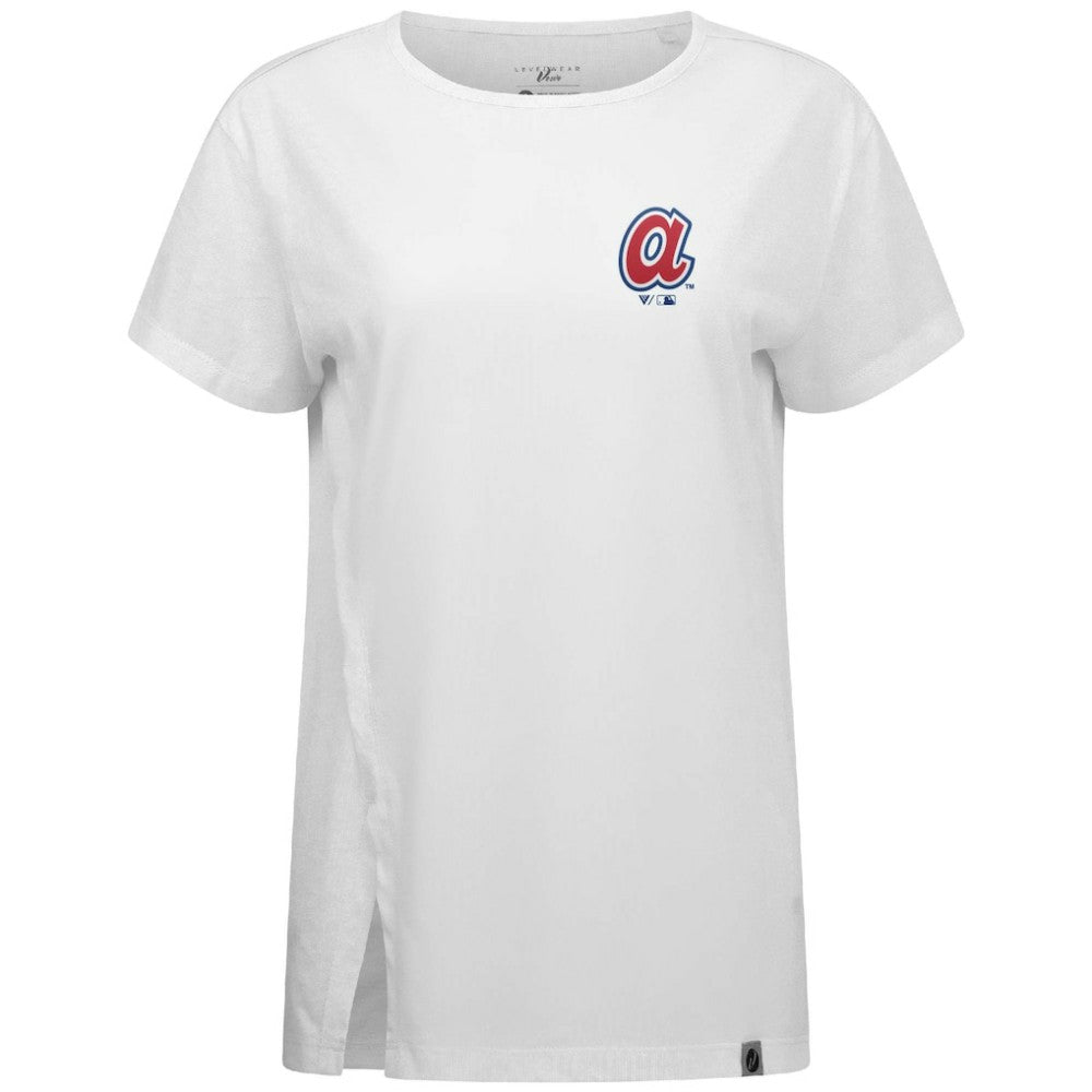 Atlanta Braves Levelwear Women's Influx Cooperstown Core Logo T-Shirt White