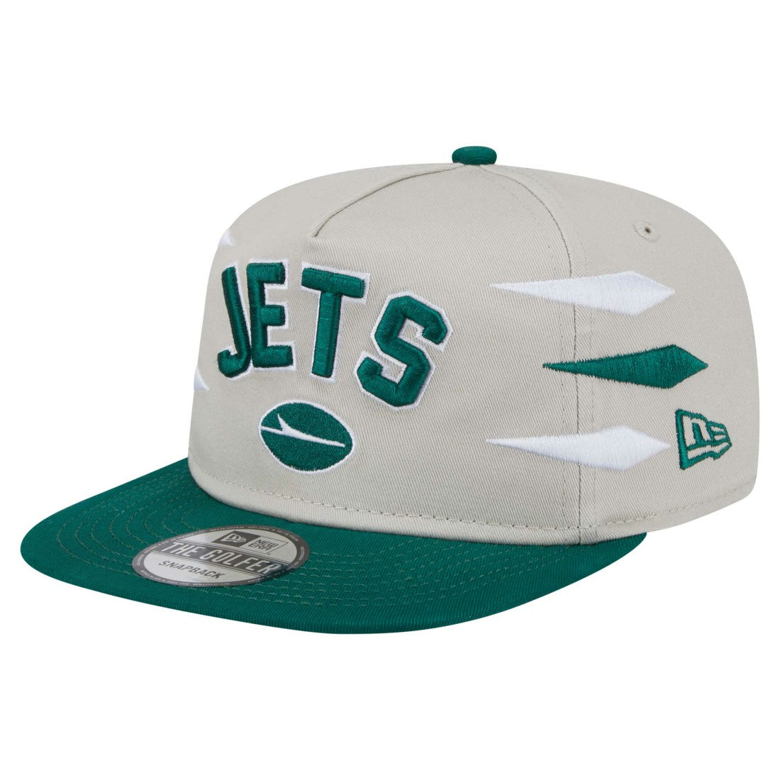 New York Jets New Era Athletic Golfer Snapback Hat - Stone/Green on sale