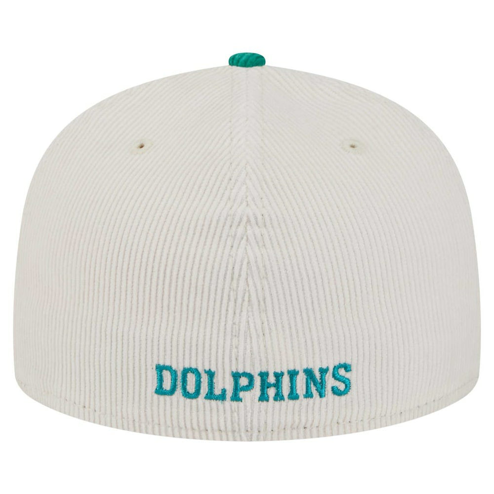Miami Dolphins New Era Throwback Corduroy 59FIFTY Fitted Hat - Cream/Aqua cheap