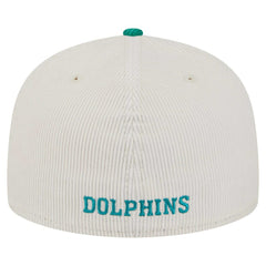Miami Dolphins New Era Throwback Corduroy 59FIFTY Fitted Hat - Cream/Aqua cheap
