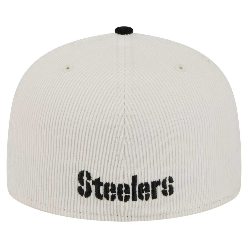 Pittsburgh Steelers New Era Corduroy 59FIFTY Fitted Hat - Cream/Black outlet