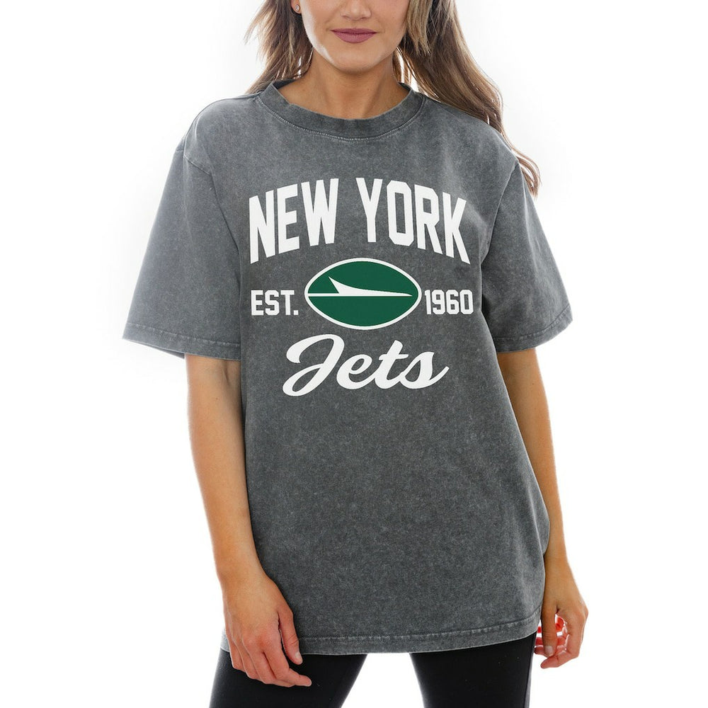 New York Jets Gameday Couture Women's Tackle Titan Relaxed Fit T-Shirt - Gray sale