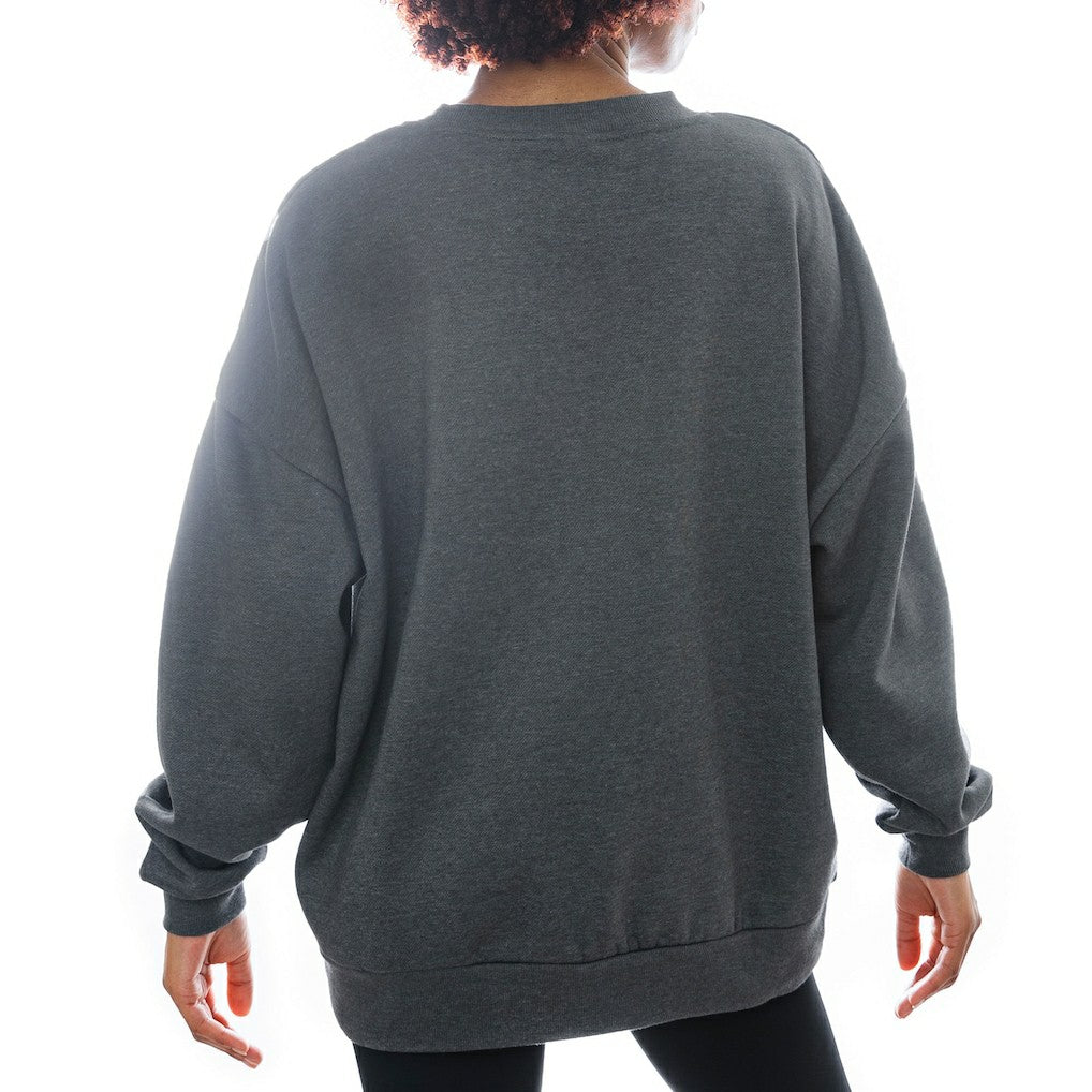 New York Jets Gameday Couture Women's Oversized Long Weekend Premium Fleece Drop Shoulder Pullover Sweatshirt - Charcoal cheap