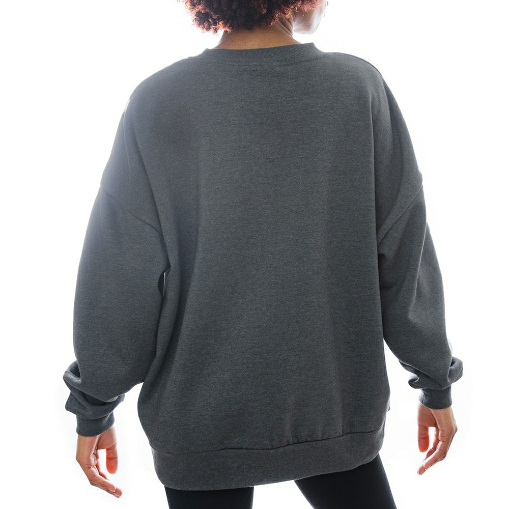 New York Jets Gameday Couture Women's Oversized Long Weekend Premium Fleece Drop Shoulder Pullover Sweatshirt - Charcoal cheap