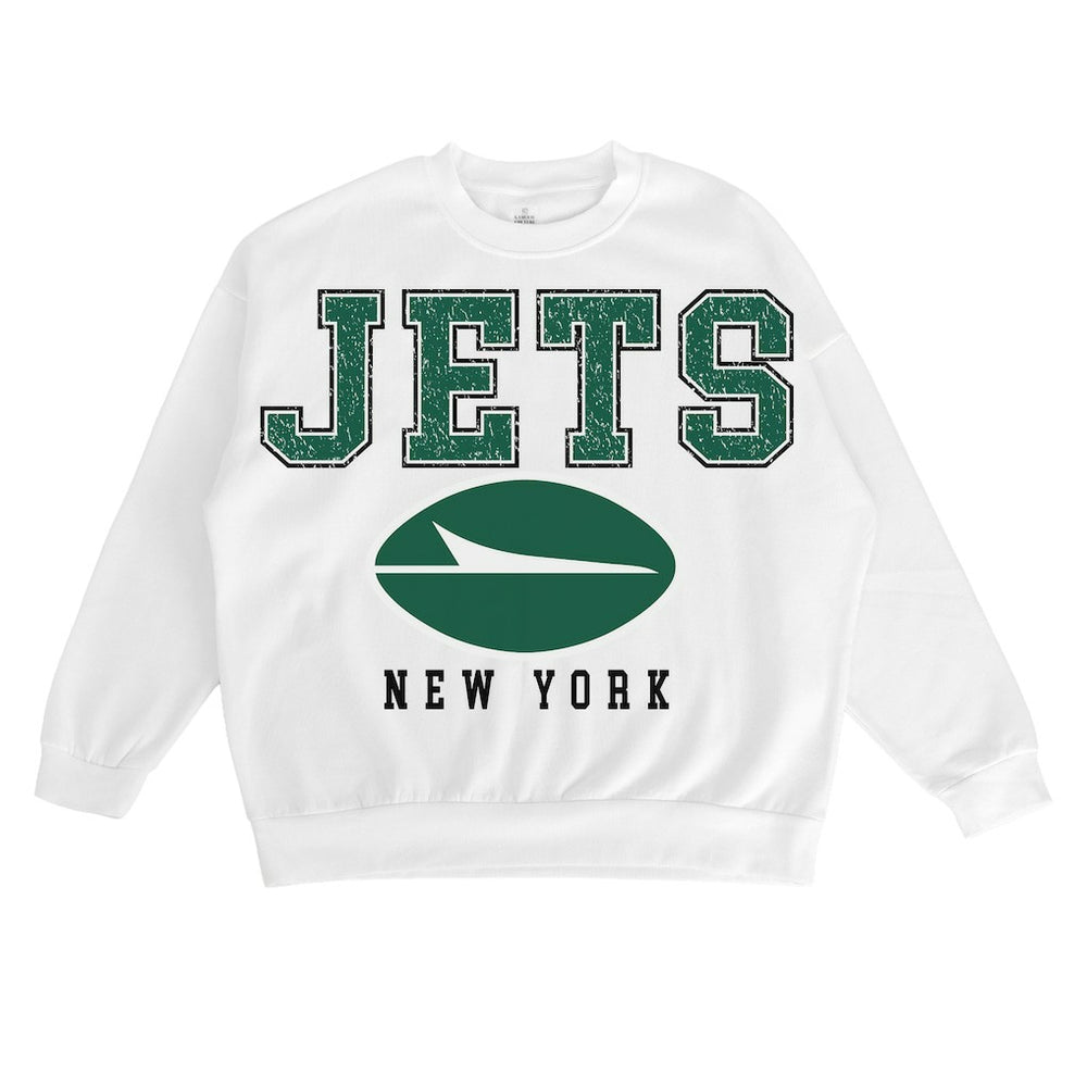 New York Jets Gameday Couture Women's Sunday Drives Oversized Crewneck Pullover Sweatshirt - White cheap