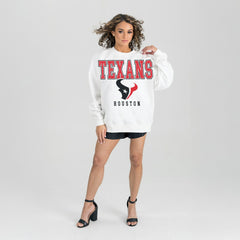 Houston Texans Gameday Couture Women's Sunday Drives Oversized Crewneck Pullover Sweatshirt - White online