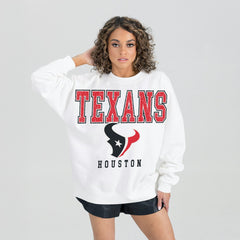 Houston Texans Gameday Couture Women's Sunday Drives Oversized Crewneck Pullover Sweatshirt - White online