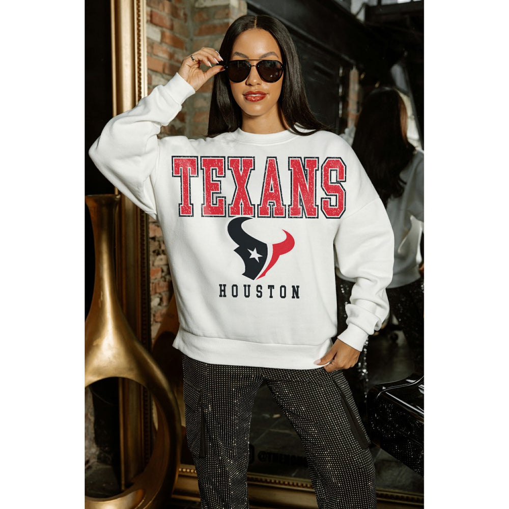 Houston Texans Gameday Couture Women's Sunday Drives Oversized Crewneck Pullover Sweatshirt - White online