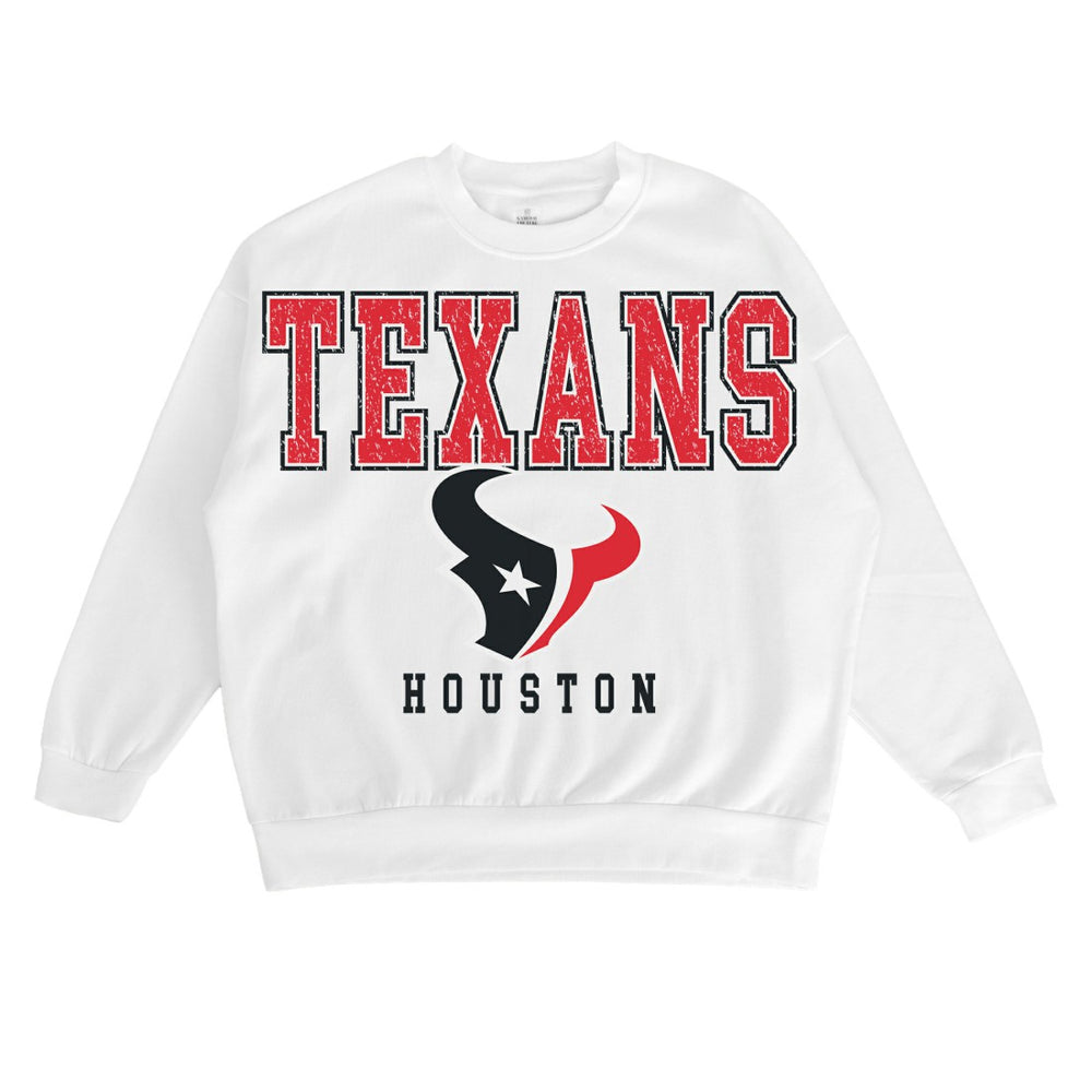 Houston Texans Gameday Couture Women's Sunday Drives Oversized Crewneck Pullover Sweatshirt - White online