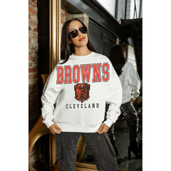 Cleveland Browns Gameday Couture Women's Sunday Drives Oversized Pullover Sweatshirt - White cheap