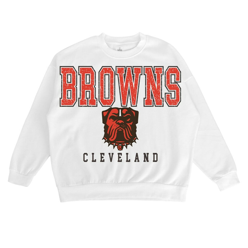 Cleveland Browns Gameday Couture Women's Sunday Drives Oversized Pullover Sweatshirt - White cheap
