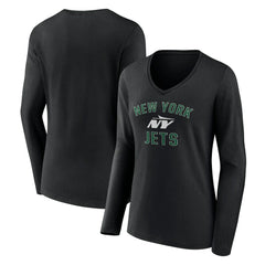New York Jets Women's Victory Arch Long Sleeve V-Neck T-Shirt - Black for sale