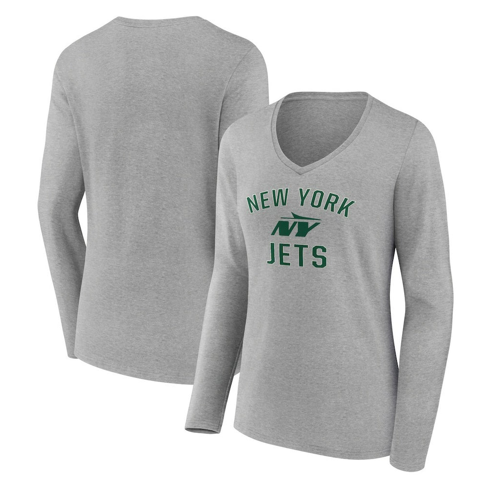 New York Jets Women's Victory Arch Long Sleeve V-Neck T-Shirt - Gray online