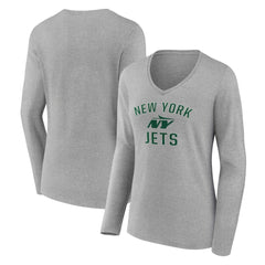 New York Jets Women's Victory Arch Long Sleeve V-Neck T-Shirt - Gray online