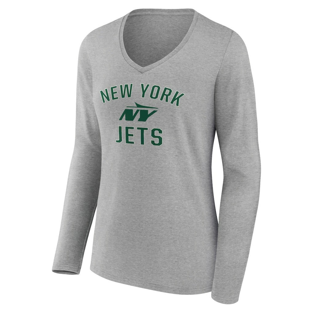 New York Jets Women's Victory Arch Long Sleeve V-Neck T-Shirt - Gray online