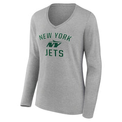 New York Jets Women's Victory Arch Long Sleeve V-Neck T-Shirt - Gray online