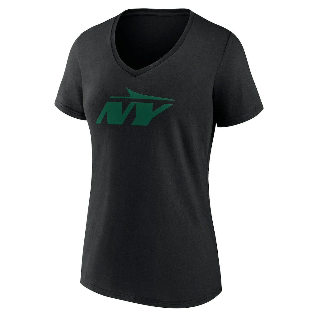 New York Jets Women's Secondary Logo V-Neck T-Shirt - Black outlet