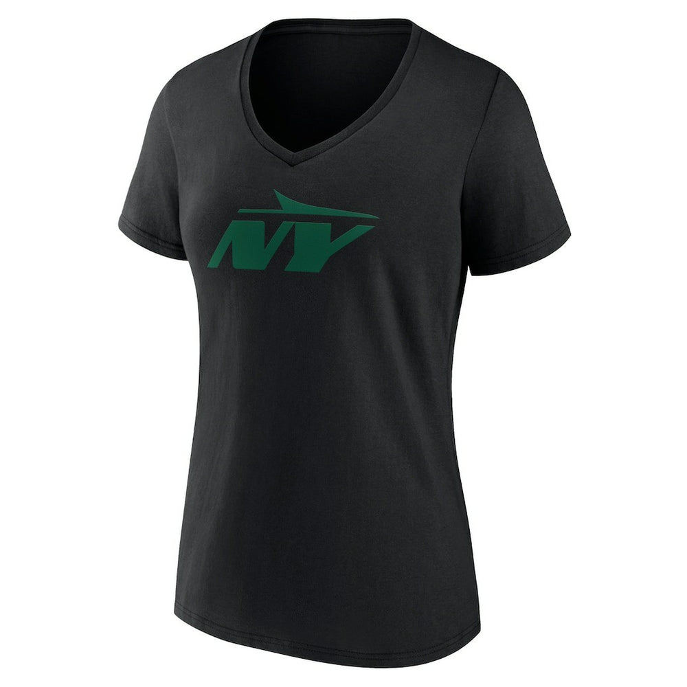 New York Jets Women's Secondary Logo V-Neck T-Shirt - Black outlet