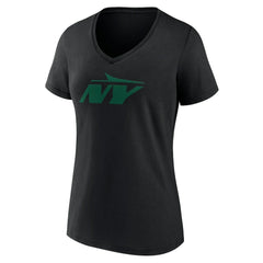 New York Jets Women's Secondary Logo V-Neck T-Shirt - Black outlet