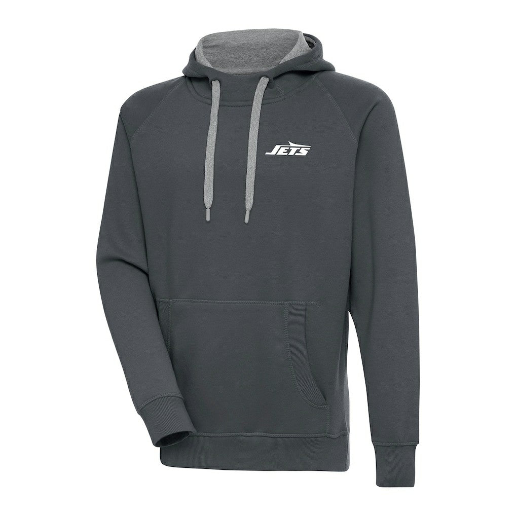 New York Jets Antigua Victory Pullover Hoodie - Charcoal sale
