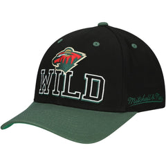 Minnesota Wild Mitchell & Ness Backside Script 2-Tone Pro Crown Adjustable Hat - Black/Green Hats