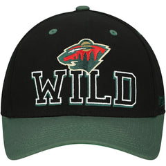 Minnesota Wild Mitchell & Ness Backside Script 2-Tone Pro Crown Adjustable Hat - Black/Green Hats