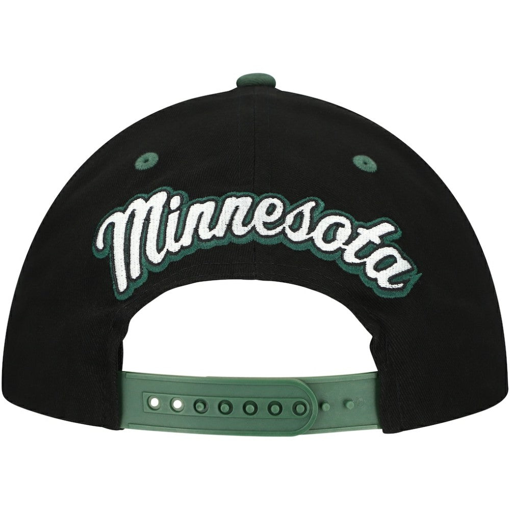 Minnesota Wild Mitchell & Ness Backside Script 2-Tone Pro Crown Adjustable Hat - Black/Green Hats