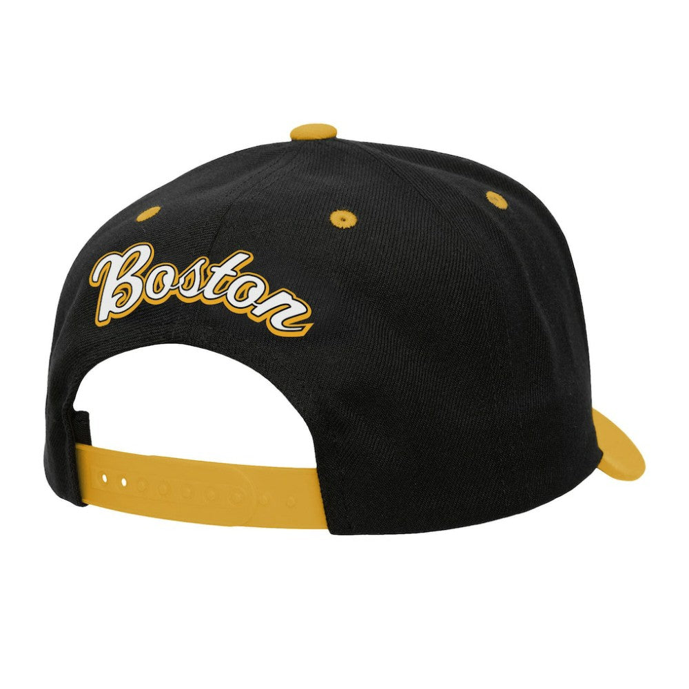 Boston Bruins Mitchell & Ness Backside Script 2-Tone Pro Crown Adjustable Hat - Black/Gold Hats
